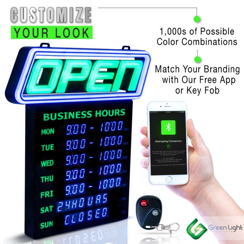 Bluetooth Enabled Business Hours LED OPEN Sign - 15