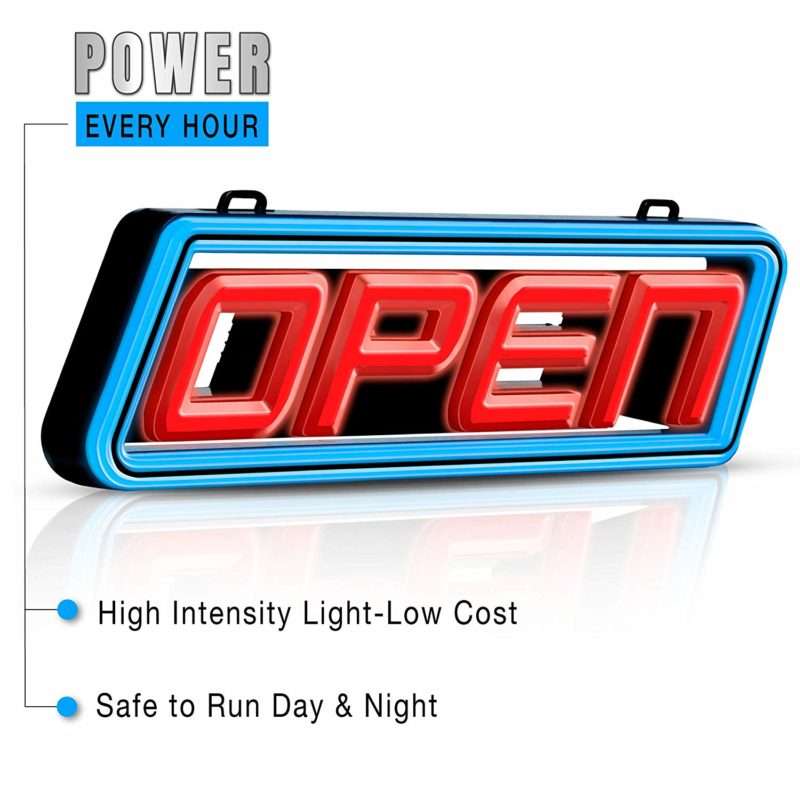 Bright Led Open Sign In Vibrant Red And Blue Green Light Innovations 1 Usa 8651